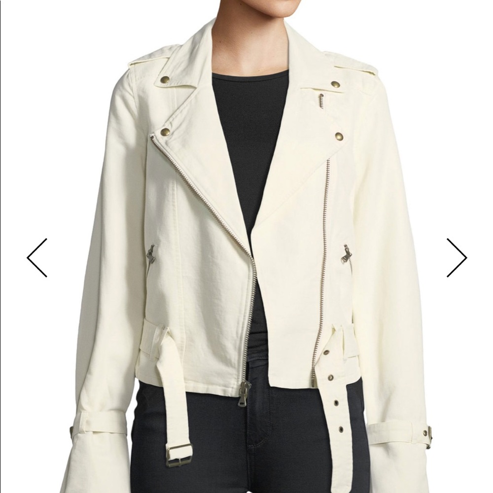 PAIGE Never Worn XS Cream Zip Front Moto-Jacket